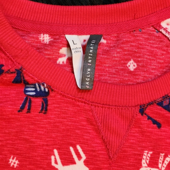 Jaclyn Intimates Red Pajama Sleep Shirt Nightgown Women's Size Large - Picture 3 of 4